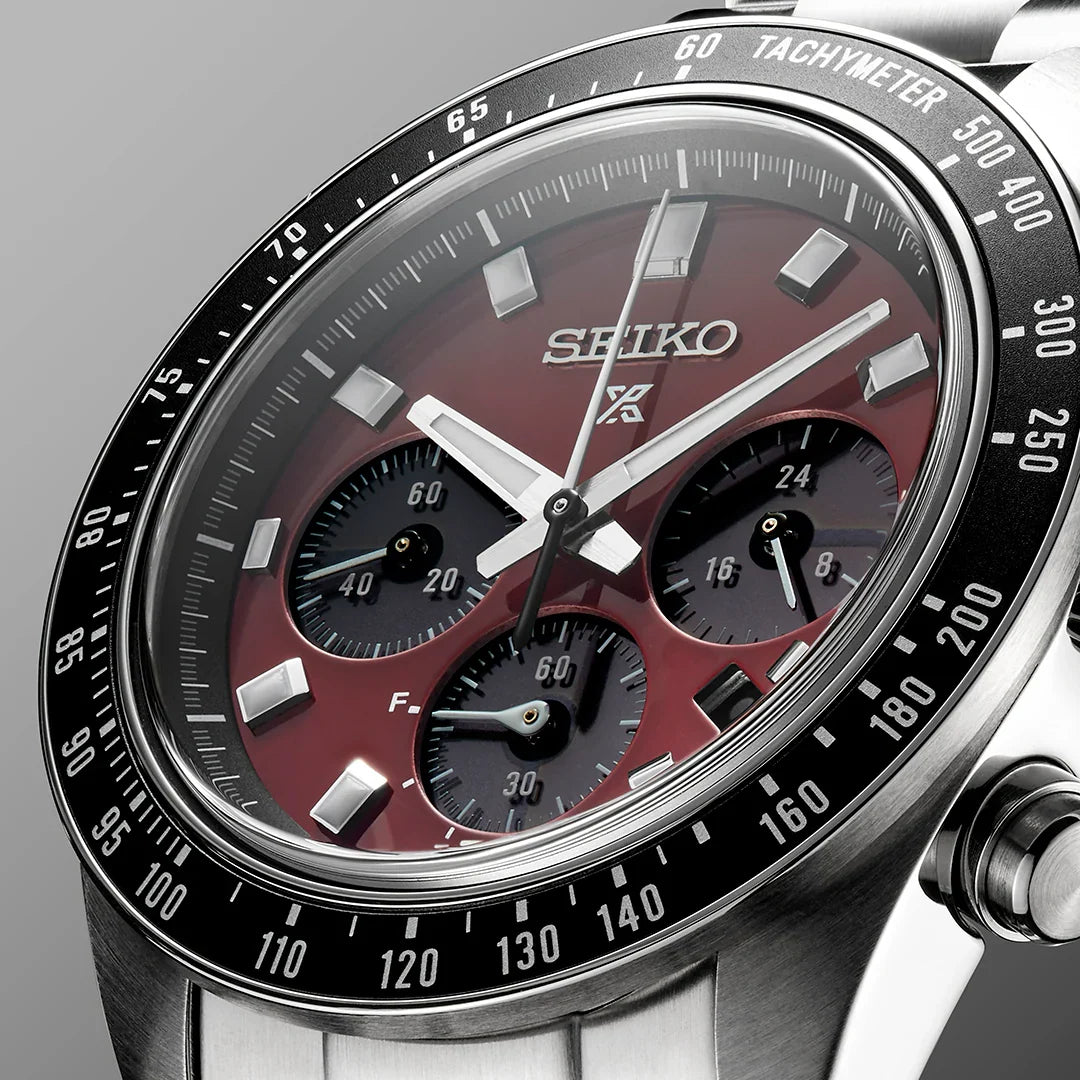 Seiko Prospex Speedtimer Solar Chronograph – Movimento Quarzo Solare, Rosso e Nero, 41,4mm – Cod. SSC927P1