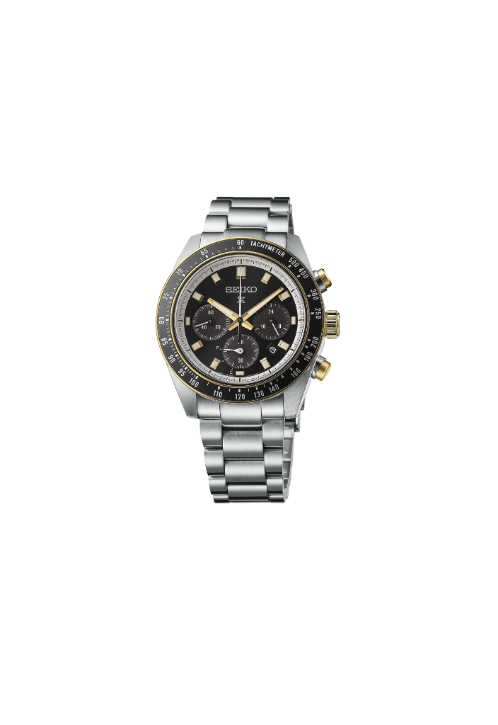 Seiko Prospex Speedtimer Solar Chronograph – Movimento Quarzo Solare, Nero e Oro, 41,4mm – Cod. SSC941P1