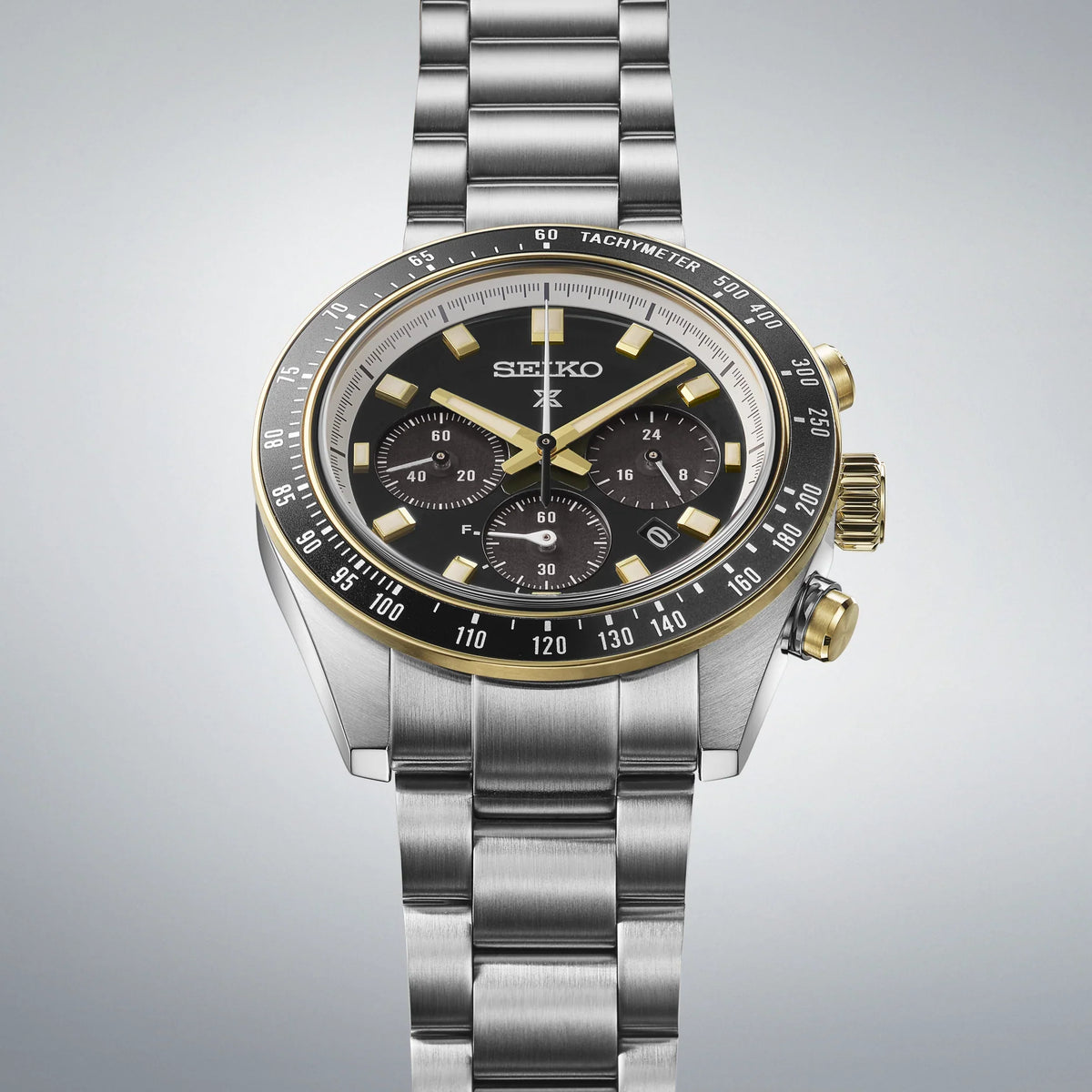 Seiko Prospex Speedtimer Solar Chronograph – Movimento Quarzo Solare, Nero e Oro, 41,4mm – Cod. SSC941P1
