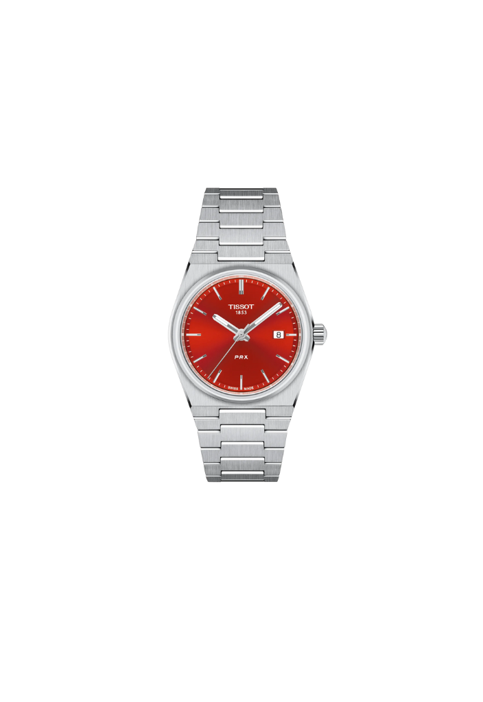 Tissot PRX 35mm – Orologio Quarzo Swiss Made, Quadrante Rosso, Acciaio, Ref. T137.210.11.421.00