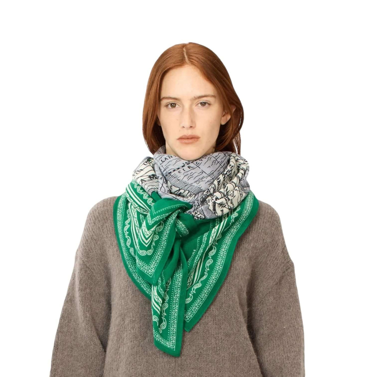 Foulard Quadrato Mappemonde Verde