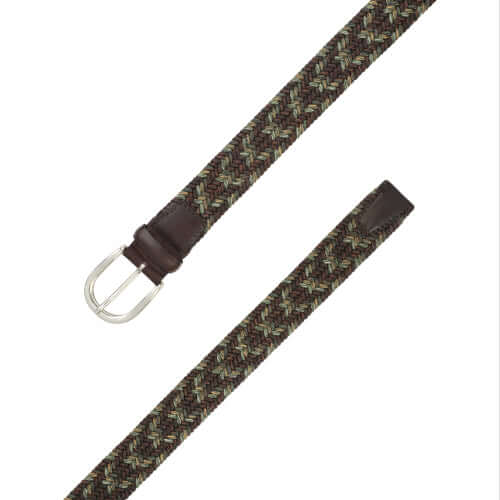 Cintura Elasticizzata Fade Elast in Lino e Cuoio Terra