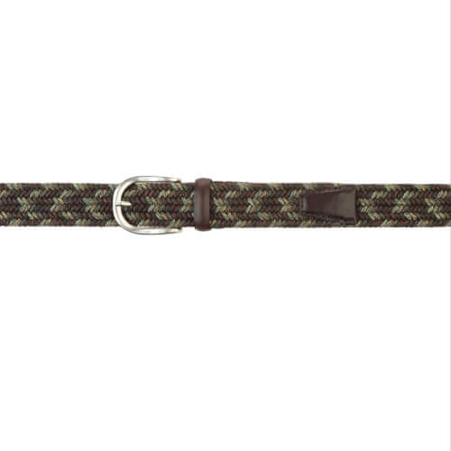 Cintura Elasticizzata Fade Elast in Lino e Cuoio Terra