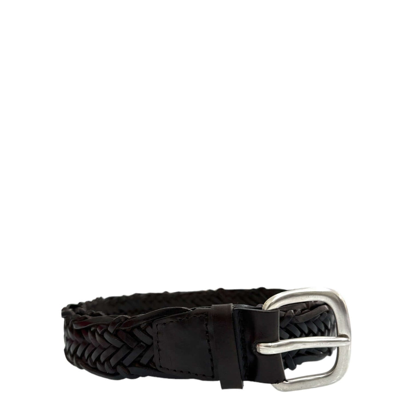Cintura Intrecciata Masculine in Cuoio Testa di Moro