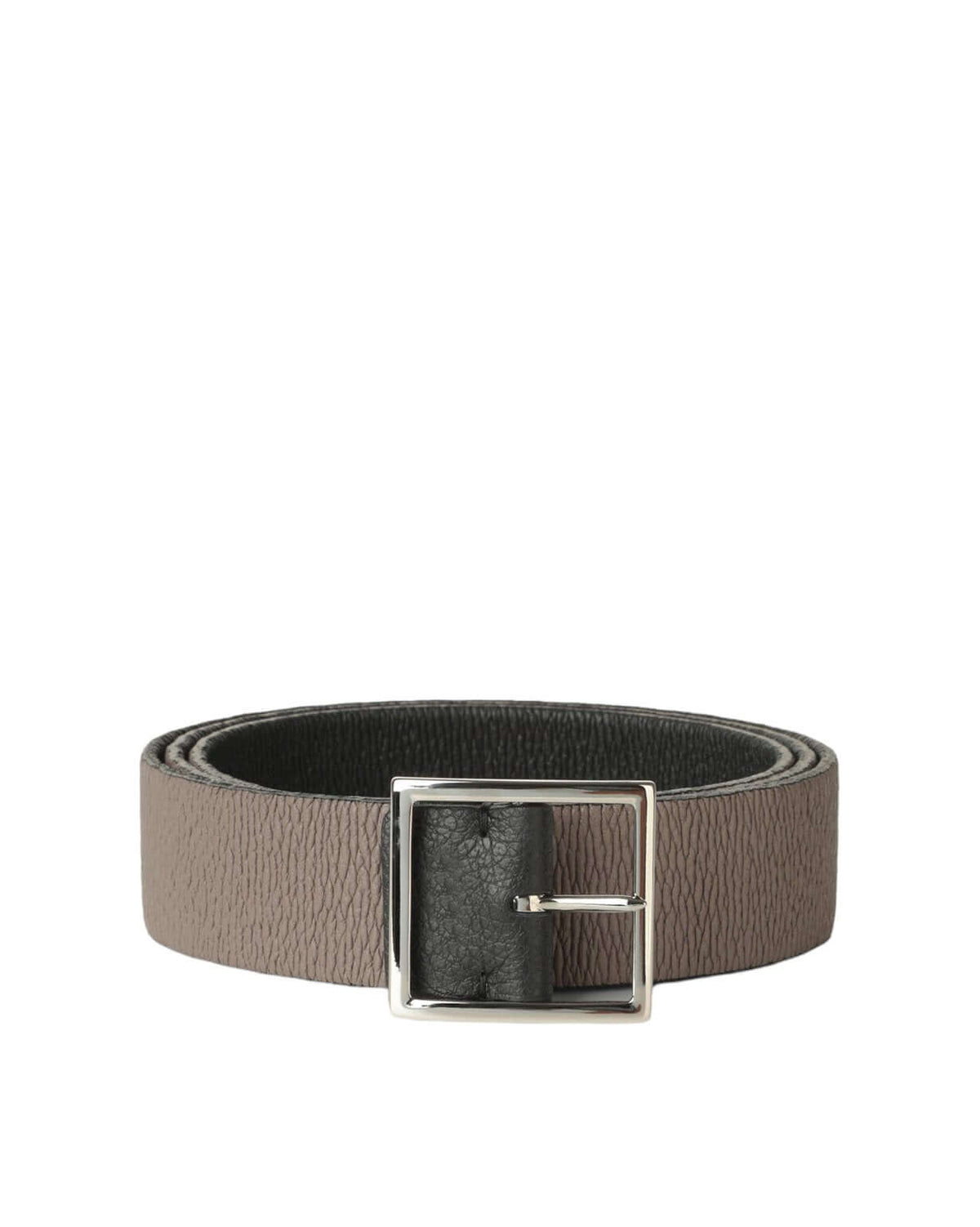 Cintura Reversibile Micron Double Nero/Fango in Pelle